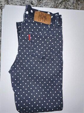 Carolina Herrera Jeans, Sz 6, Blue and White polka dot, straight